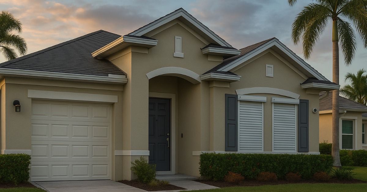 Florida home with hurricane-resistant features and security systems.